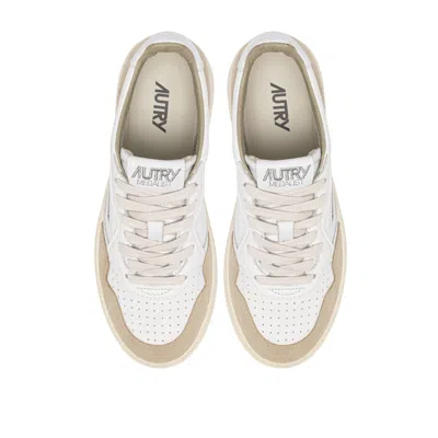 Autry White Goatskin Low Top Sneakers In Nude