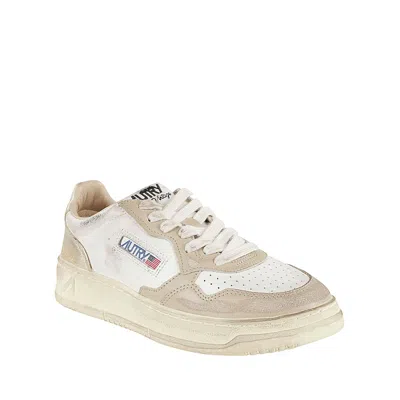 Autry Beige Leather Athletic Sneakers In Multi