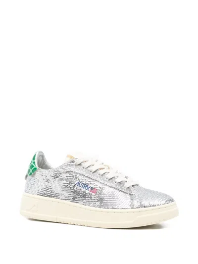 Autry Dallas Low Sneakers Featuring Crystals In Animal Print