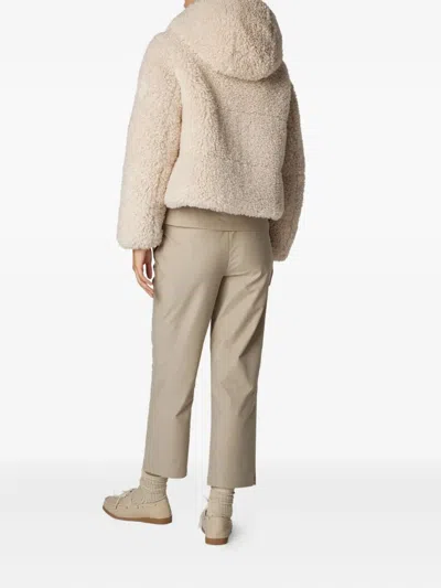 Save The Duck Dada Beige Jacket With Hood And Logo Patch On The Sleeve In Ecofur Woman In Multi