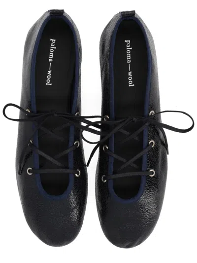 Paloma Wool Navy Pina Ballerina Flats In Black