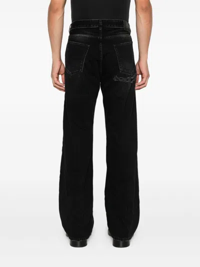 Balenciaga Men Distressed Denim Jeans In Black