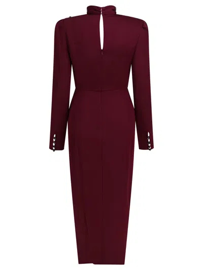 Self-portrait Side-slit Midi Dresses In Burgundy