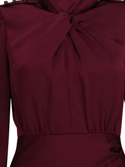 Self-portrait Side-slit Midi Dresses In Burgundy