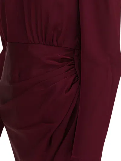 Self-portrait Side-slit Midi Dresses In Burgundy
