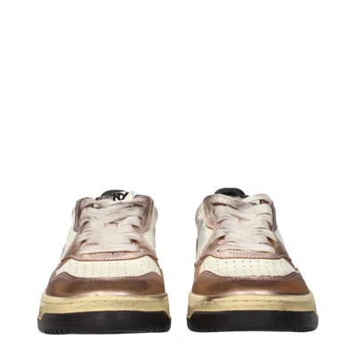 Autry Sneakers Donna Pelle Beige/rosa Metallizzato In Multi