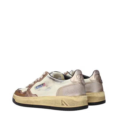 Autry Sneakers Donna Pelle Beige/rosa Metallizzato In Multi