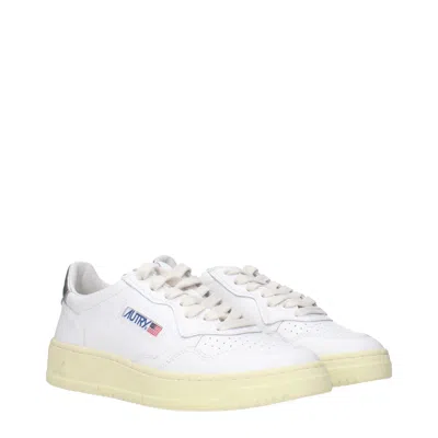 Autry Sneakers Donna Pelle Bianco/argento In White