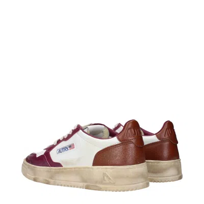 Autry Sneakers Donna Pelle Bianco/viola Granato In Multi