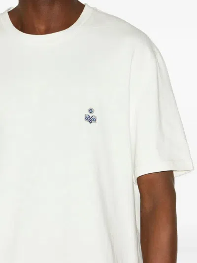 Isabel Marant Embroidered Crewneck T-shirt Short Sleeves In White