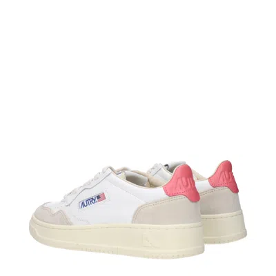Autry Sneakers Medalist Donna Pelle Bianco/rosa In Orange