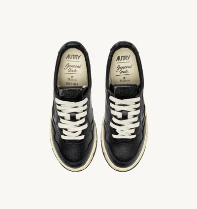 Autry Medalist Low Vintage X Mihara Yasuhiro Black Sneakers With Handcrafted Sole In Leather Man In Black