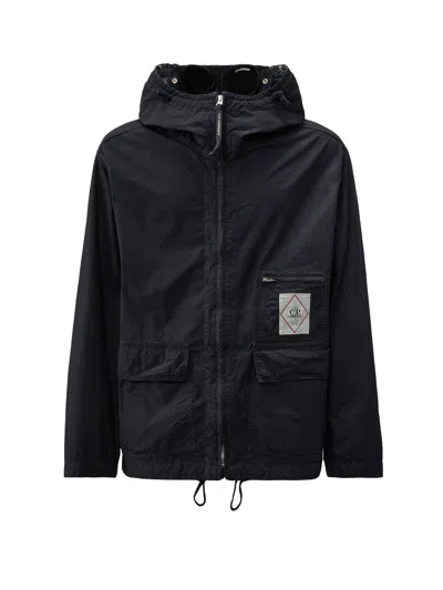 C.p. Company C.p.company Men Goggle 50 Yarns Jacket With Hood In Black