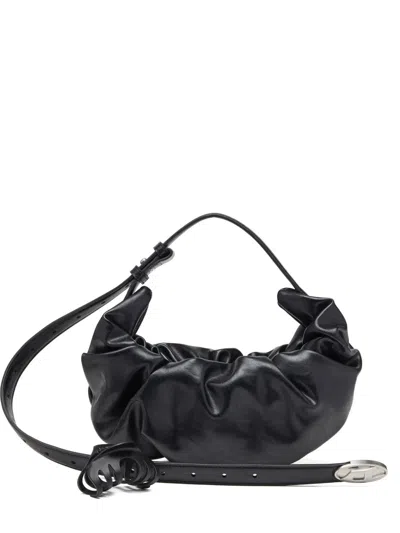 Diesel Small Grab-d Scrunched Shoulder Bag In Black