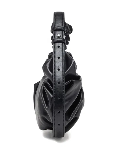 Diesel Small Grab-d Scrunched Shoulder Bag In Black