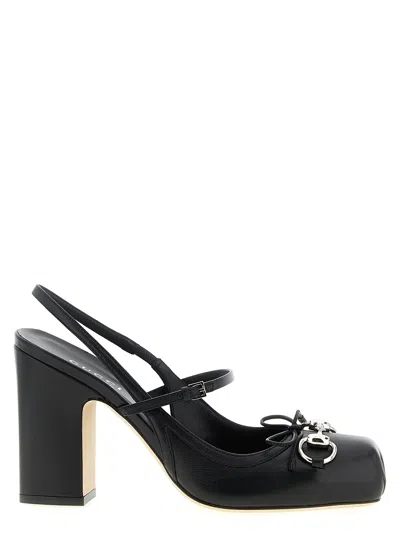 Gucci Leather Pumps With Metal Horsebit Detail In Black