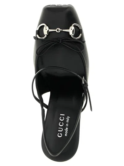 Gucci Leather Pumps With Metal Horsebit Detail In Black