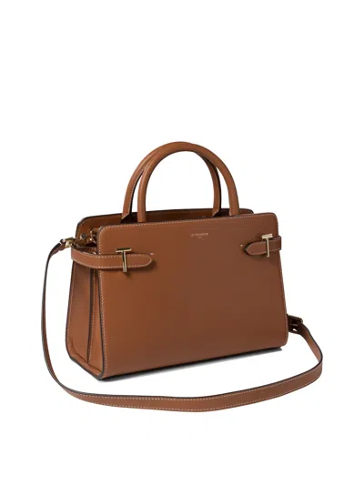 Le Tanneur Emilie Pebbled Leather Medium-sized Handbag In Brown