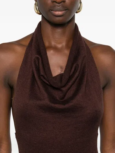 Aya Muse Reed Halterneck Maxi Dress In Brown