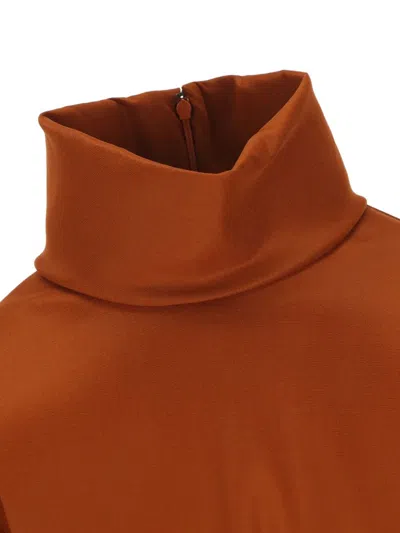 Saint Laurent High-neck Satin Top In Burgundy