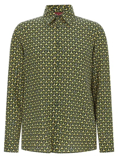 Gucci Allover Print Long Sleeve Horsebit Shirt In Green