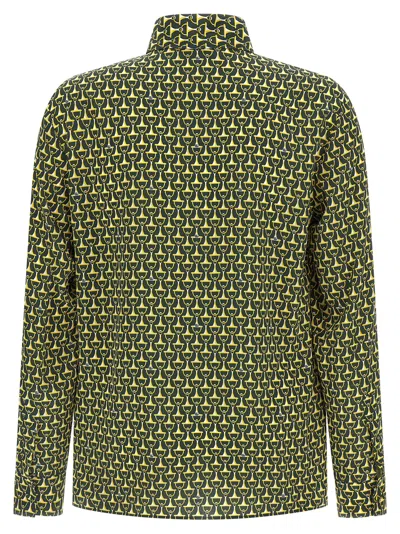 Gucci Allover Print Long Sleeve Horsebit Shirt In Green