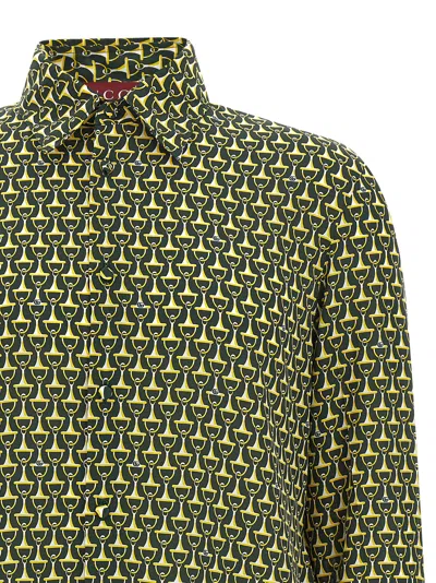 Gucci Allover Print Long Sleeve Horsebit Shirt In Green
