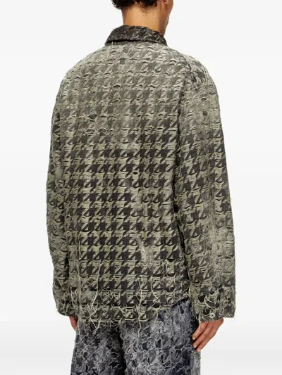 Diesel Jacket In Houndstooth-weave Denim In Black