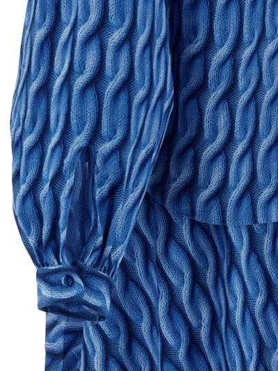 Balenciaga Patterned Draped Midi Dress In Blue