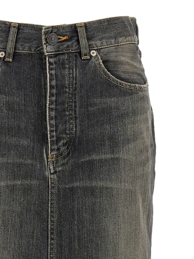 Balenciaga Skirt With Laces In Smoky Grey Denim Women In Gray