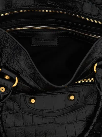 Balenciaga Medium Le City Crocodile-embossed Top-handle Tote Bag In Orange