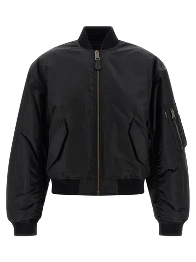 Balenciaga Standard Technical Satin Bomber Jacket In Black