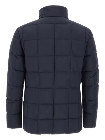 Fay Double-front Quilted Jacket With Water-repellent Finish In Blue