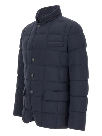 Fay Double-front Quilted Jacket With Water-repellent Finish In Blue