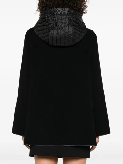 Fay Straight Silhouette Short Coat With Quilted Hood In Black