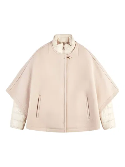 Fay Detachable Double Quilted Cape With Zip In Neutral