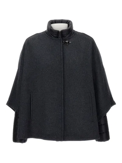 Fay Hook-fastening Wool Cape In Black