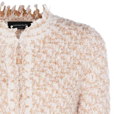 Fabiana Filippi Bicolor Tweed Boucle Jacket In Neutral