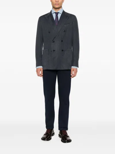 Boglioli Tailored Blazer With Peak Lapels And Pockets In Gray