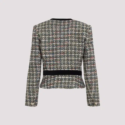 Valentino Garavani Multicolored Patterned Wool-blend Jacket In Black
