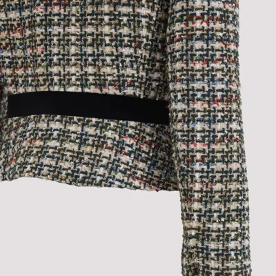 Valentino Garavani Multicolored Patterned Wool-blend Jacket In Black