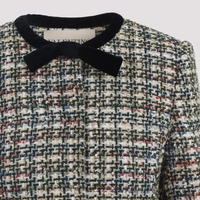 Valentino Garavani Multicolored Patterned Wool-blend Jacket In Black