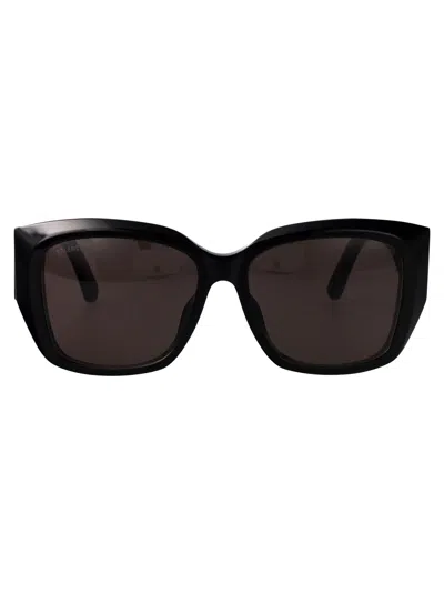 Balenciaga Black-black-grey Recycled Acetate Sunglasses In Black