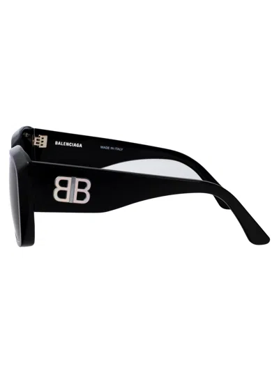 Balenciaga Black-black-grey Recycled Acetate Sunglasses In Black