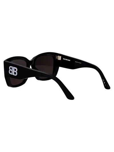 Balenciaga Black-black-grey Recycled Acetate Sunglasses In Black