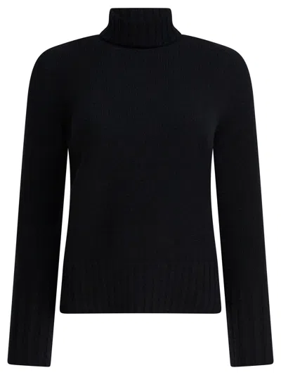 Drumohr Long Sleeves Turtle Neck Oversized Sweater In Black