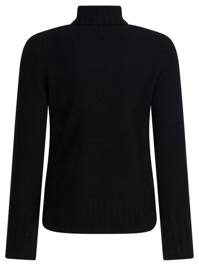 Drumohr Long Sleeves Turtle Neck Oversized Sweater In Black