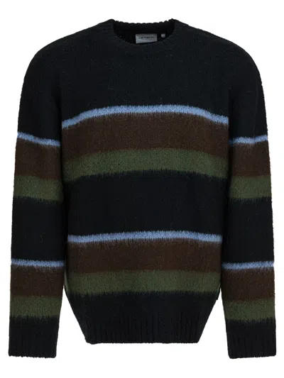 Carhartt Mens Sundling Palisander Merton Striped Knitted Jumper In Green
