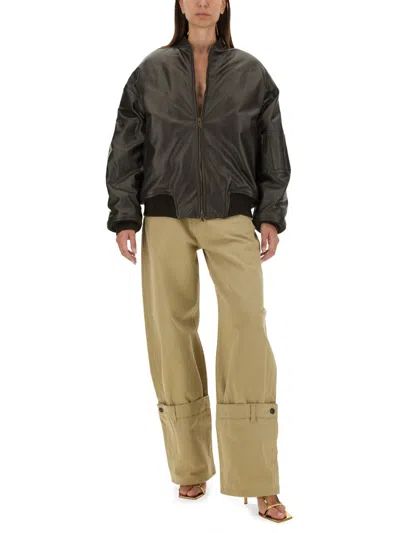 Salvatore Santoro Leather Bomber Jacket In Brown