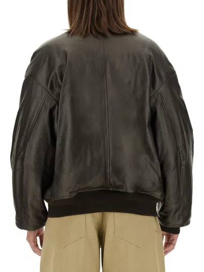 Salvatore Santoro Leather Bomber Jacket In Brown